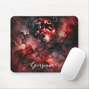 Mousepad Nome Personalizado Eerie Blood Moon Halloween Tint