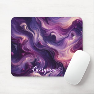 Mousepad Nome Personalizado Efeito de Pintura Roxo Vibrante