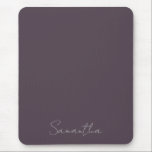 Mousepad Nome Personalizado Elegante Taupe Roxo<br><div class="desc">Mato do Mouse Elegante de Nome Personalizado em tenda roxa com nome em letra prateada. Basta preencher seu nome ou personalizar ainda mais para criar seu tapete personalizado do mouse.</div>
