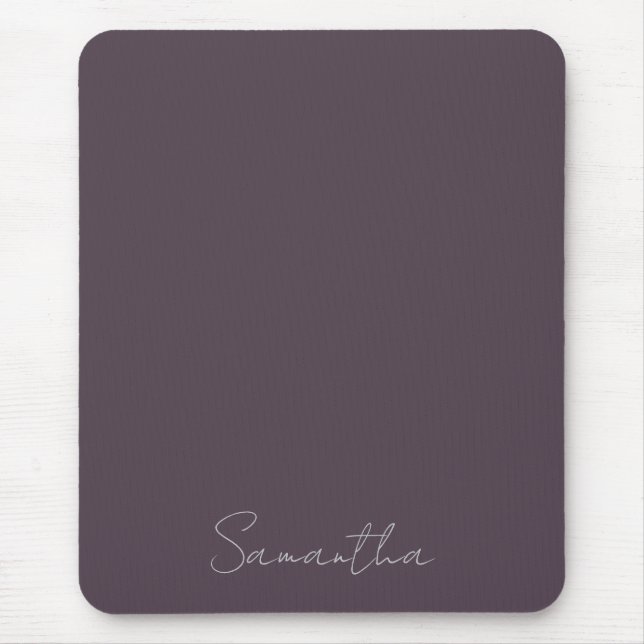 Mousepad Nome Personalizado Elegante Taupe Roxo (Frente)