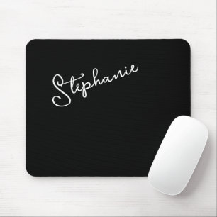 Mousepad Nome Personalizado em Letra de Forma Preta Minimal