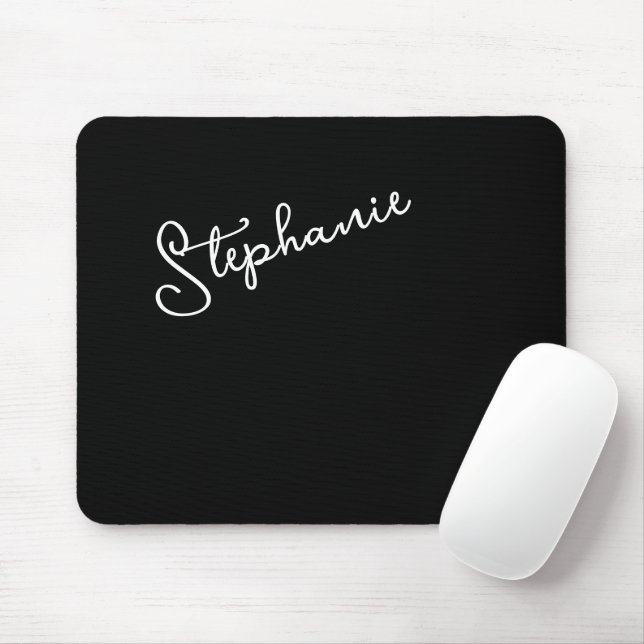 Mousepad Nome Personalizado em Letra de Forma Preta Minimal (Com mouse)