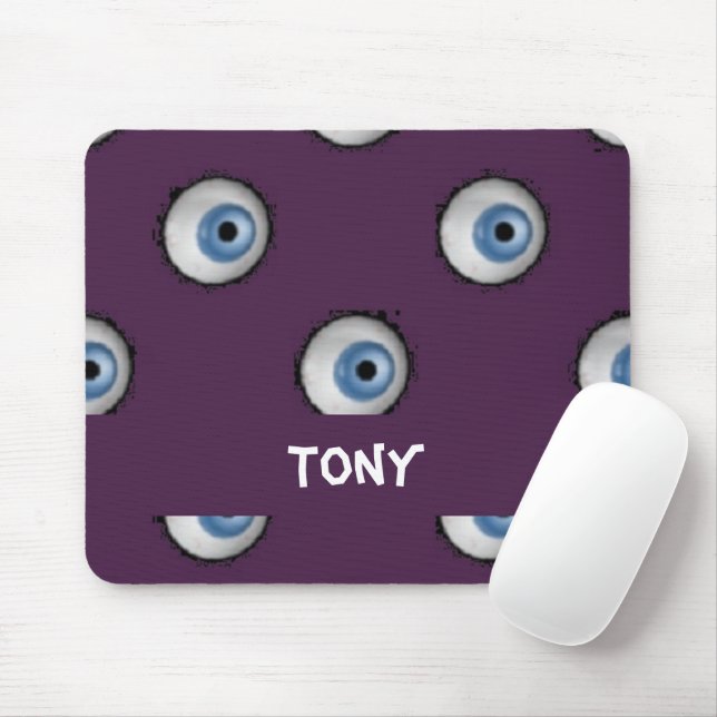 Mousepad Nome personalizado em olhos grandes em roxo (Com mouse)