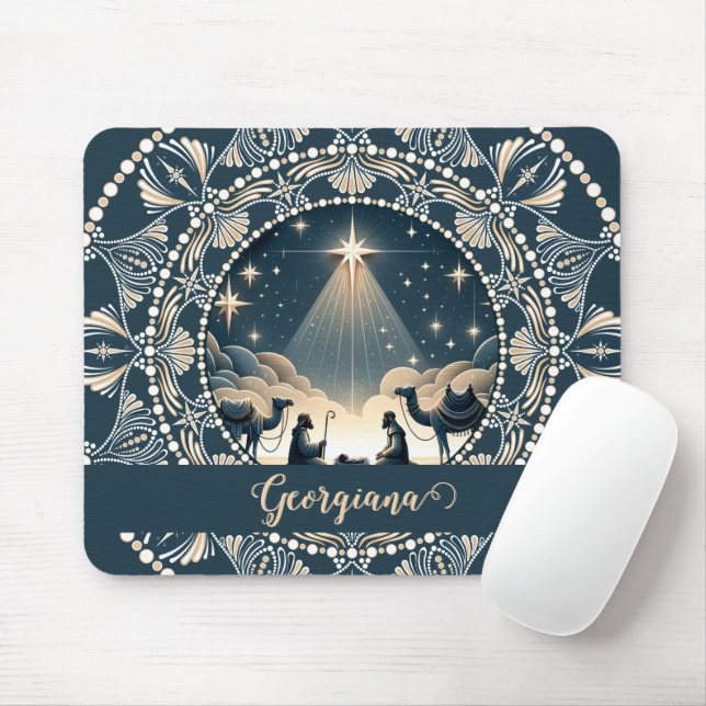 Mousepad Nome personalizado Estrela de Natividade Maravilha (Com mouse)