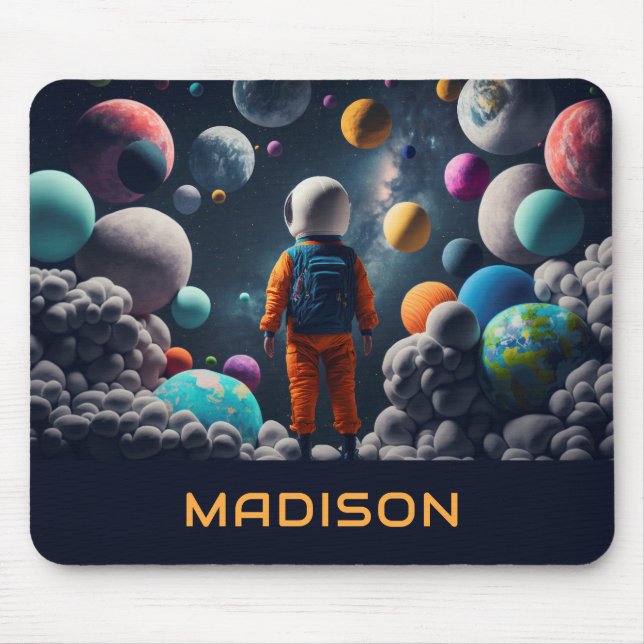 Mousepad Nome Personalizado Fantasy Space Kid (Frente)
