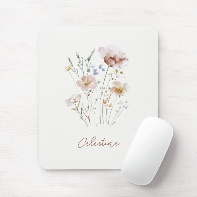 Mousepad Nome Personalizado Floral Macio Moderno (Com mouse)