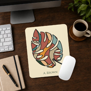 Mousepad Nome Personalizado Folha Botânica Savana Serena