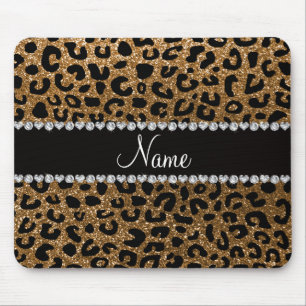 Mousepad Nome personalizado glitter impressão cheetah