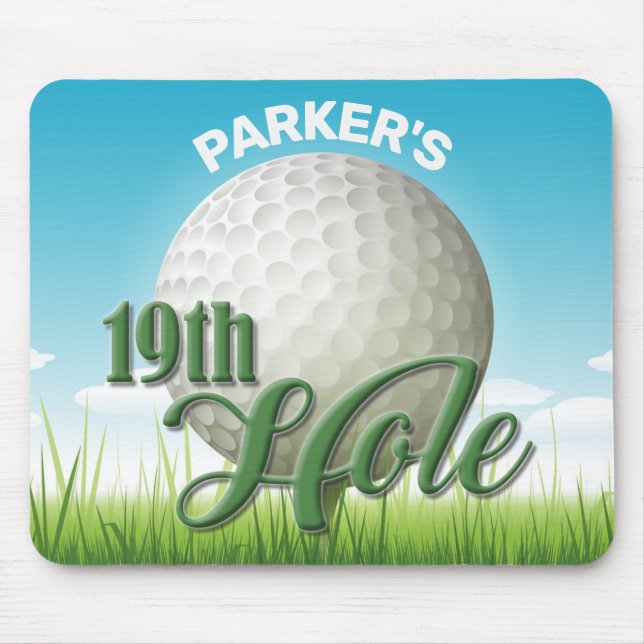 Mousepad NOME Personalizado Golfer Pro Ball 19th Hole (Frente)