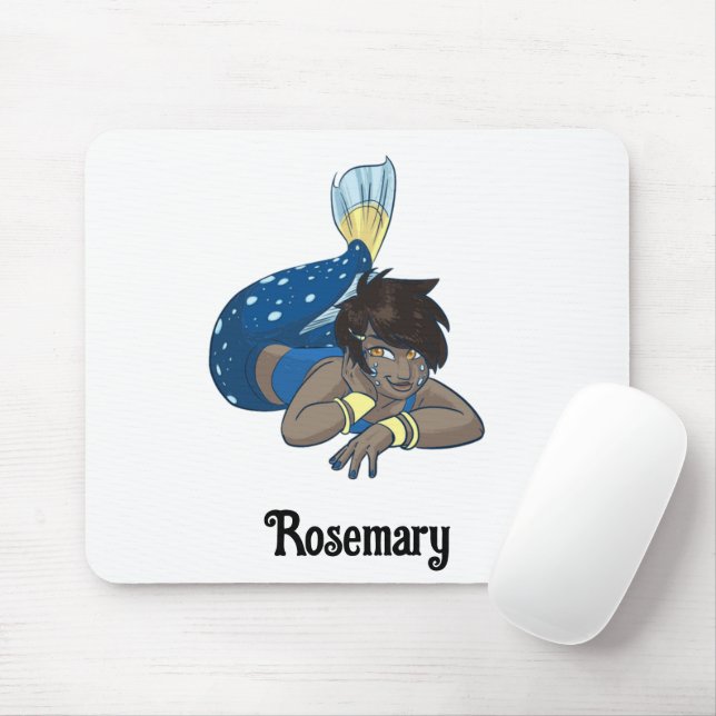 Mousepad Nome personalizado Lady Mermaid (Com mouse)