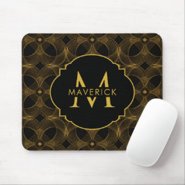 Mousepad Nome Personalizado Luxo Dourado Padrão Sem Costura