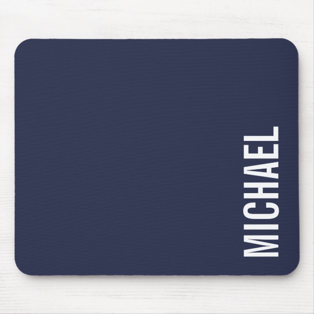 Mousepad Nome Personalizado Mínimo Moderno e marinho Azul (Frente)