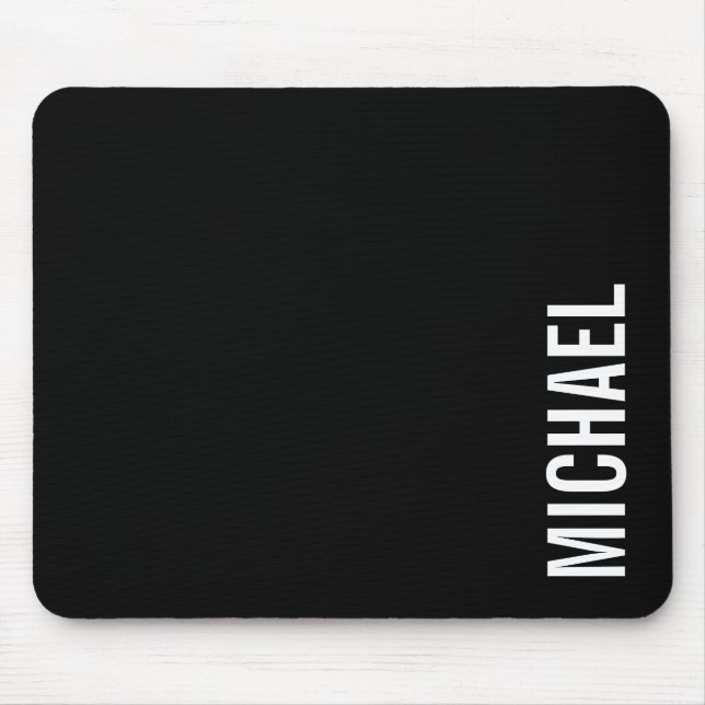 Mousepad Nome Personalizado Mínimo Moderno Preto (Frente)