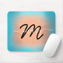 Mousepad Nome personalizado Monograma Ombre Rosa azul