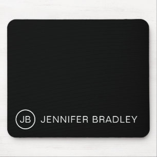 Mousepad Nome personalizado monograma preto e branco