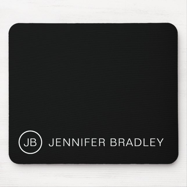 Mousepad Nome personalizado monograma preto e branco (Frente)