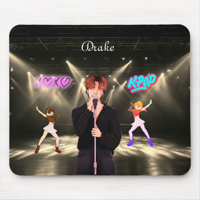Mousepad Nome personalizado música K-Pop  (Frente)