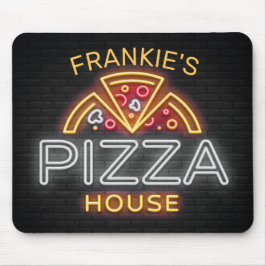 Mousepad NOME Personalizado Neon Italiana Pizzeria Pizza Ho