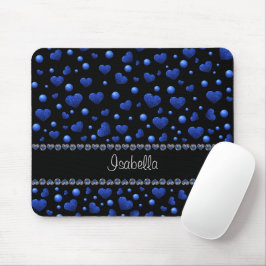 Mousepad Nome personalizado, padrão de brilho cardíaco azul