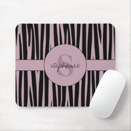 Mousepad Nome Personalizado Padrão de stripes Zebra Monogra