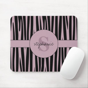 Mousepad Nome Personalizado Padrão de stripes Zebra Monogra