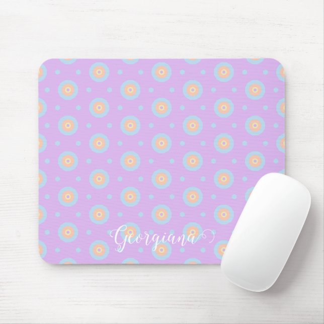 Mousepad Nome Personalizado Pastel Cotovelo Arco-Íris Padrã (Com mouse)