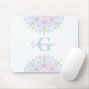 Mousepad Nome personalizado Pastel Rainbow Floral Sundae Ma