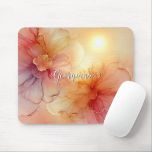Mousepad Nome Personalizado Peach Raspberry Álcool Floral A