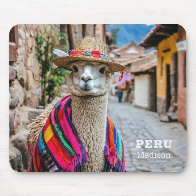 Mousepad Nome personalizado Peru Llama (Frente)