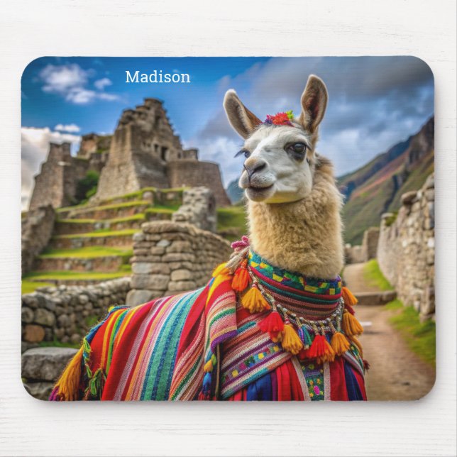 Mousepad Nome personalizado Peru Llama (Frente)