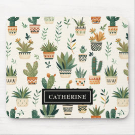 Mousepad Nome Personalizado Plantas Potentes Boho