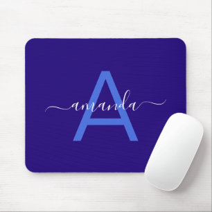Mousepad Nome Personalizado Simples e Azul Monogramado Pers