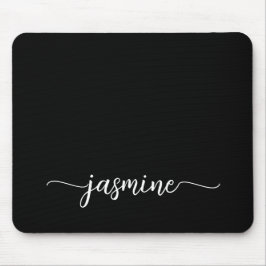 Mousepad Nome Personalizado Simples Feminino Preto Monogram