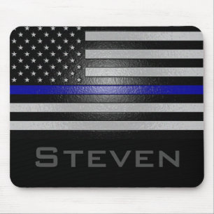 Mousepad Nome personalizado sinalizador de linha azul fina