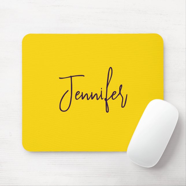 Mousepad Nome personalizado texto púrpura amarelo (Com mouse)