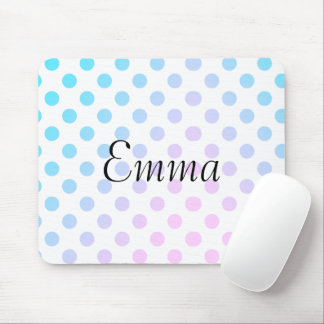 Mousepad Nome Personalizado Tipografia Polkadot Cor-de-Rosa