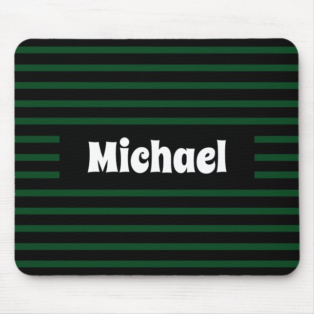 Mousepad Nome Personalizado Verde e Preto em Escuro Simples (Frente)
