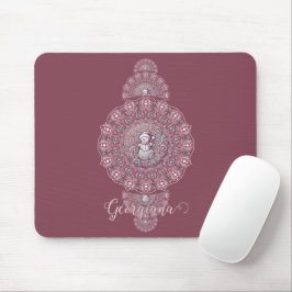 Mousepad Nome Personalizado Whimsical Snowman Mandala Ornam