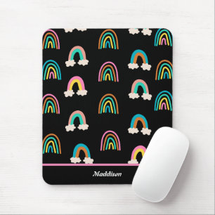 Mousepad Nome Personalizável do Padrão do Arco-Íris Moderno