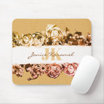 Nome Personalizável Rosas Dourados Monograma de Qu