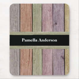 Mousepad Nome Personalizável Rustic Pastel Wood Plank