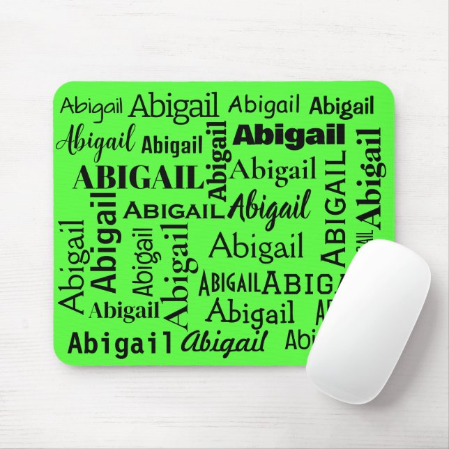 Mousepad Nome preto ABIGAIL no Neon Green (Com mouse)