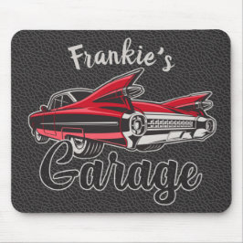 Mousepad Nome Retroativo Red Caddy Vintage Classic Car Gara