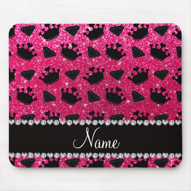 Mousepad Nome rosa cor-de-rosa princesa relva diamantes (Frente)