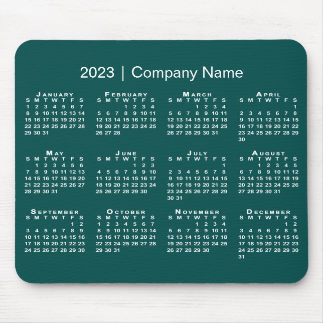 Mousepad Nome Simples da Empresa do Calendário 2023 em Azul (Frente)