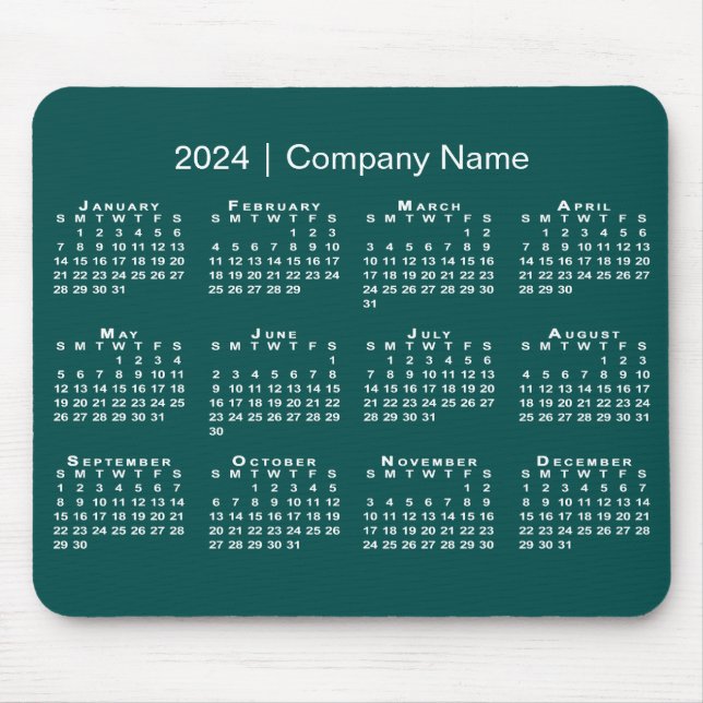 Mousepad Nome Simples da Empresa do Calendário 2024 em Azul (Frente)