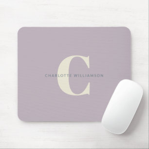 Mousepad Nome Simples do Monograma de Na moda em Dusty Lila