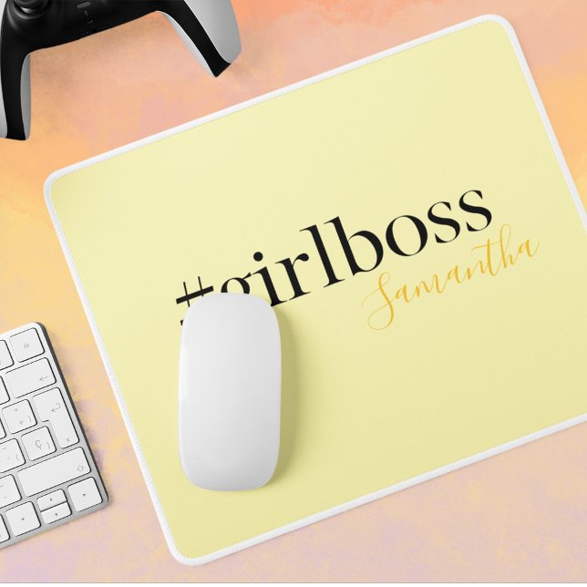 Mousepad Nome Yellow Personalizado #GirlBoss (Criador carregado)