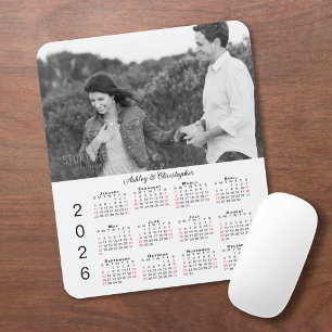 Mousepad Nomes de Fotos Personalizados Calendário 2026