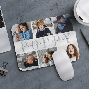 Mousepad Nomes de netos da Colagem de Fotografias Personali